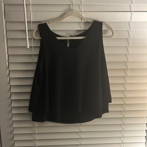 Black flowy blouse tank top, large but fits smaller